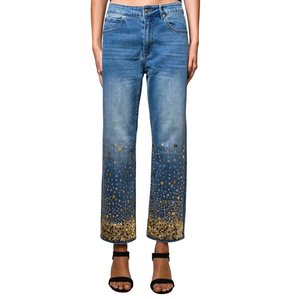 Frame The Hang Jeans Sequin Embellished Straight Leg Sz27(4) Festival Party Glam